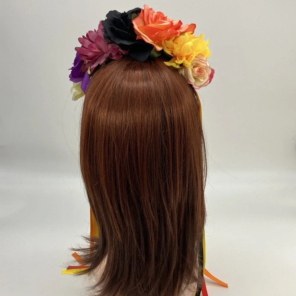 Flower Headband Ribbons Ren Faire Festival Fairycore Fantasy Whimsigoth Cosplay